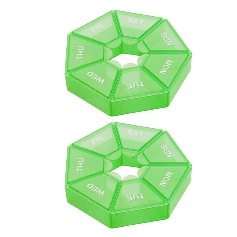 Weekly Pill Organiser 7 Day Medicine Box Tablet Case Dispenser 2 Pack - Green V528-2PCSMEDICINEBO-GREEN-6054512