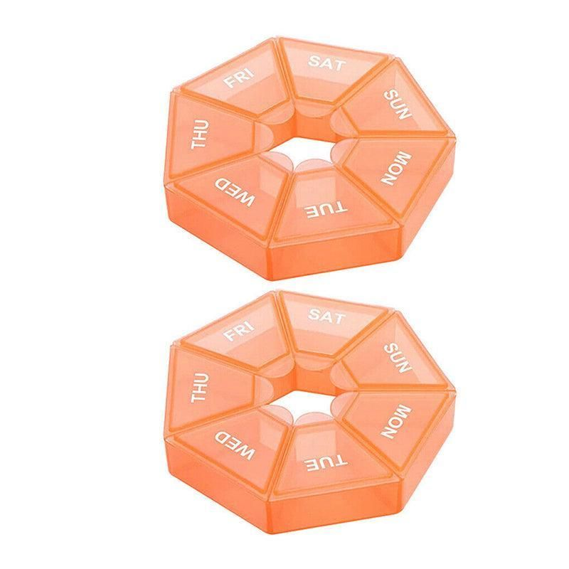 Weekly Pill Organiser 7 Day Medicine Box Tablet Case Dispenser 2 Pack - Orange V528-2PCSMEDICINEBO-ORANGE-69859