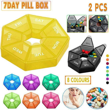 Weekly Pill Organiser 7 Day Medicine Box Tablet Case Dispenser 2 Pack - Orange V528-2PCSMEDICINEBO-ORANGE-69859