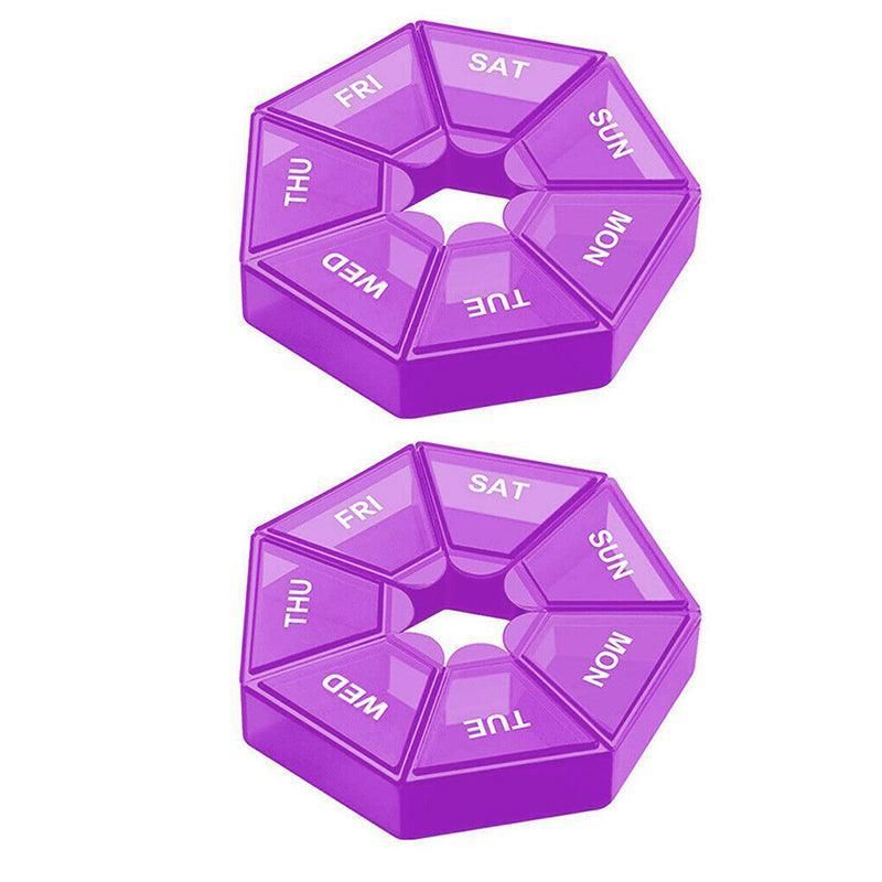 Weekly Pill Organiser 7 Day Medicine Box Tablet Case Dispenser 2 Pack - Purple V528-2PCSMEDICINEBO-PURPLE-33695