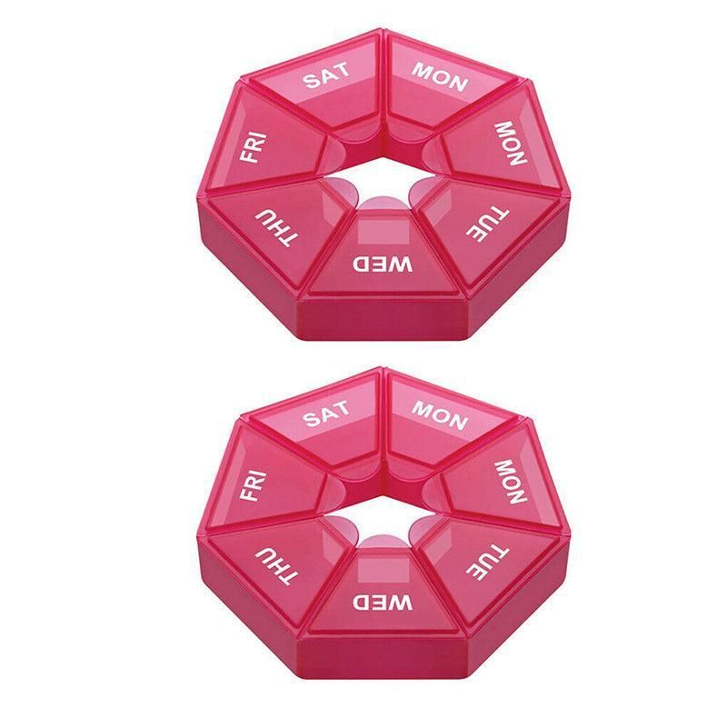 Weekly Pill Organiser 7 Day Medicine Box Tablet Case Dispenser 2 Pack - Red V528-2PCSMEDICINEBO-RED-35814