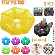 Weekly Pill Organiser 7 Day Medicine Box Tablet Case Dispenser 2 Pack - Red V528-2PCSMEDICINEBO-RED-35814