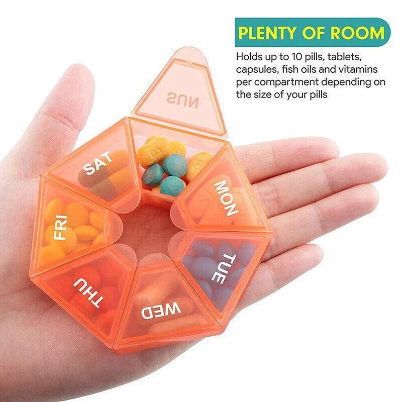 Weekly Pill Organiser 7 Day Medicine Box Tablet Case Dispenser 2 Pack - Yellow V528-2PCSMEDICINEBO-YELLOW-46559