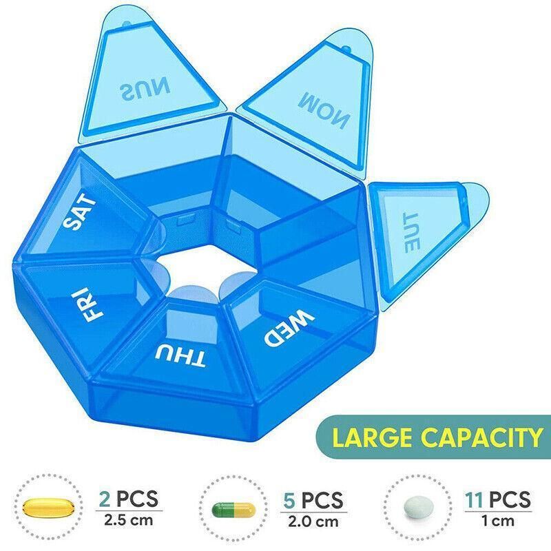 Weekly Pill Organiser 7 Day Medicine Box Tablet Case Dispenser 2 Pack - Yellow V528-2PCSMEDICINEBO-YELLOW-46559