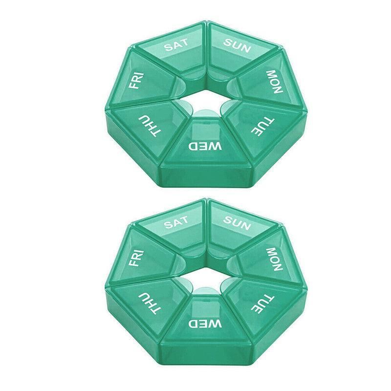 Weekly Pill Organiser 7 Day Medicine Box Tablet Case Dispenser 2 Pack - Army Green V528-2PCSPILLBO-ARMYGREEN-26783