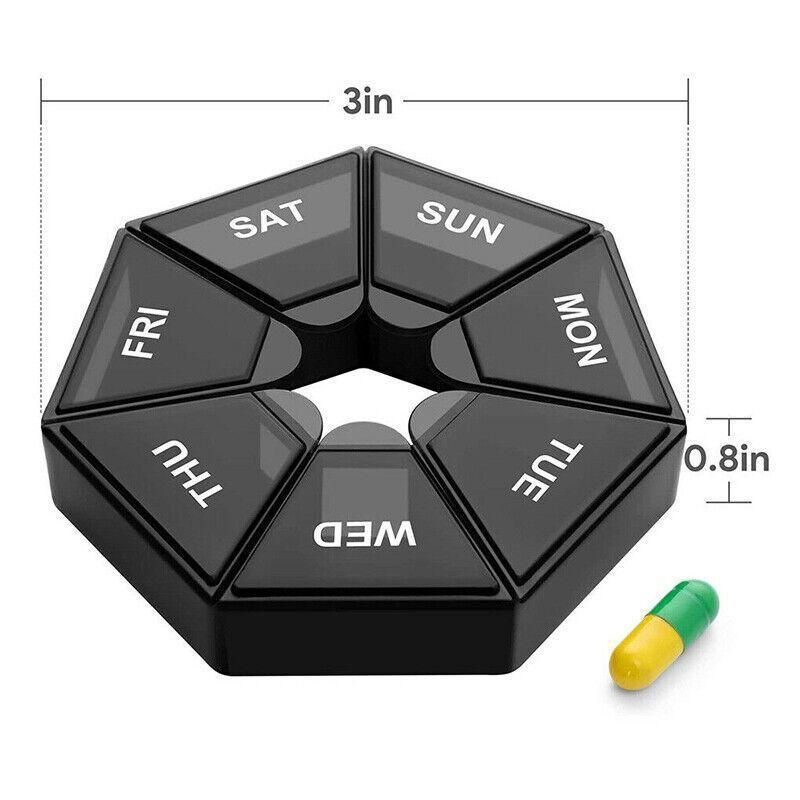 Weekly Pill Organiser 7 Day Medicine Box Tablet Case Dispenser 2 Pack - Army Green V528-2PCSPILLBO-ARMYGREEN-26783