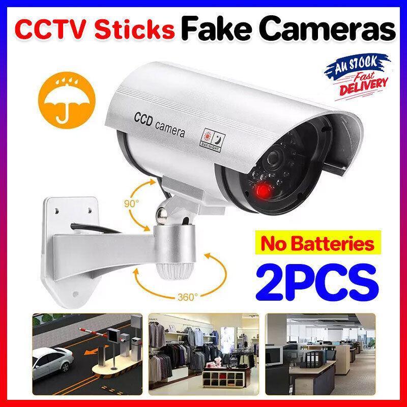 2pcs Dummy Security Camera with Flashing LED Outdoor Fake CCTV Surveillance Decoy V528-2PCSSOLARPOWER-SILVER-950620