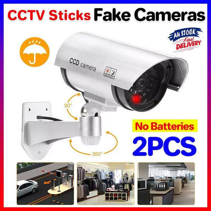 2pcs Dummy Security Camera with Flashing LED Outdoor Fake CCTV Surveillance Decoy V528-2PCSSOLARPOWER-SILVER-950620