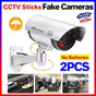 2pcs Dummy Security Camera with Flashing LED Outdoor Fake CCTV Surveillance Decoy V528-2PCSSOLARPOWER-SILVER-950620