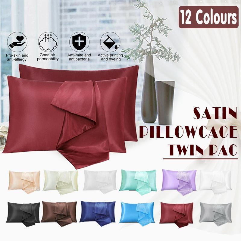 2 Pack Satin Pillowcases Luxury Soft Cushion Covers Bedroom Home Decor - Light Orange V528-2PILLOWCASE-LIGHTORANGE15-75281