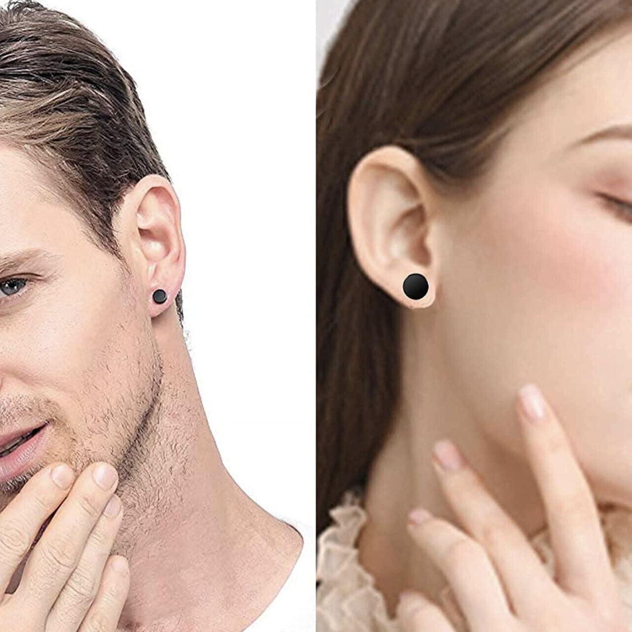 Pair Black Flat Round Barbell Plug Stud Earrings Stainless Steel Mens Gym 4-12Mm - 10mm V528-2UNITS1PAIR10SIZE-10MM50579