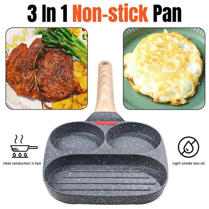 Nonstick Three in One Egg Frying Pan Skillet Breakfast Cooker for Kitchen Use V528-3-IN-1-PAN-586933