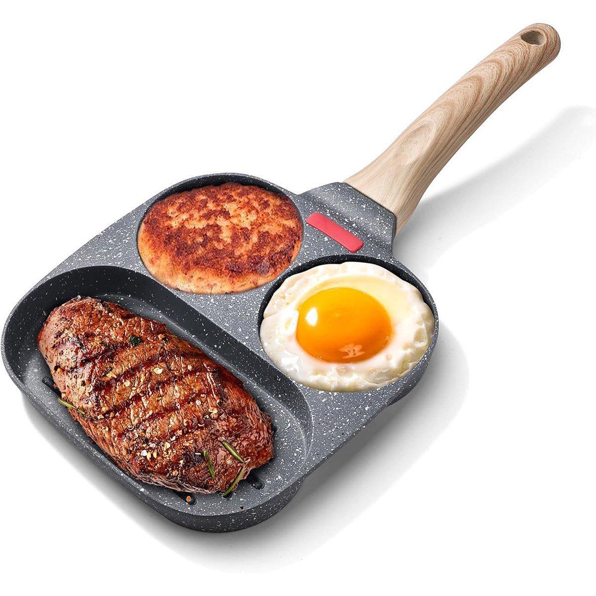 Nonstick Three in One Egg Frying Pan Skillet Breakfast Cooker for Kitchen Use V528-3-IN-1-PAN-586933
