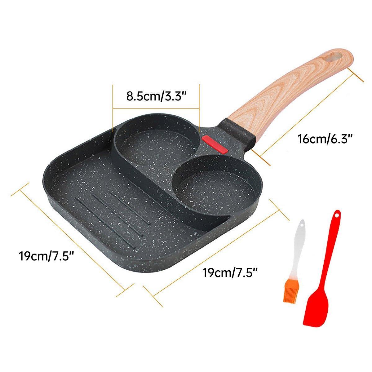 Nonstick Three in One Egg Frying Pan Skillet Breakfast Cooker for Kitchen Use V528-3-IN-1-PAN-586933