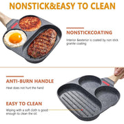 Nonstick Three in One Egg Frying Pan Skillet Breakfast Cooker for Kitchen Use V528-3-IN-1-PAN-586933