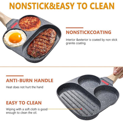 Nonstick Three in One Egg Frying Pan Skillet Breakfast Cooker for Kitchen Use V528-3-IN-1-PAN-586933