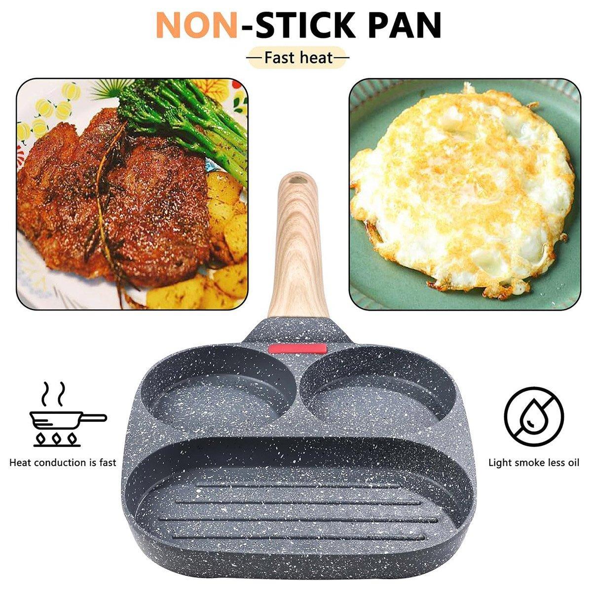 Nonstick Three in One Egg Frying Pan Skillet Breakfast Cooker for Kitchen Use V528-3-IN-1-PAN-586933
