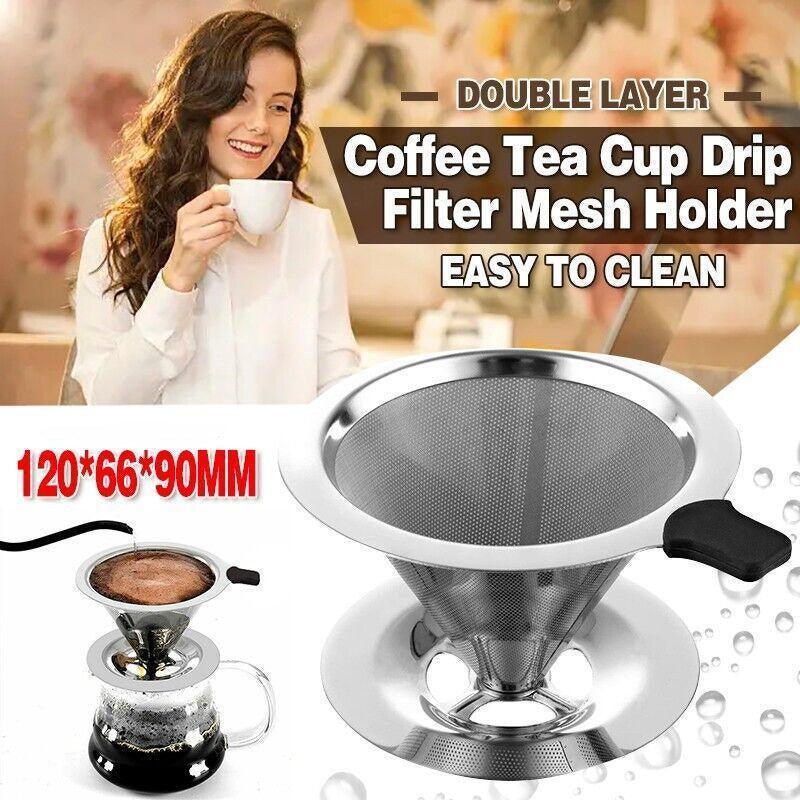 Coffee Tea Cup Drip Filter Mesh Holder Reusable Stainless Steel Pour Over Funnel V528-304COFFEEFILTER-12172