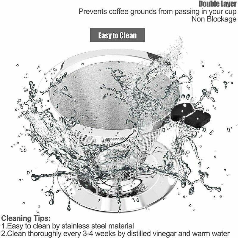 Coffee Tea Cup Drip Filter Mesh Holder Reusable Stainless Steel Pour Over Funnel V528-304COFFEEFILTER-12172