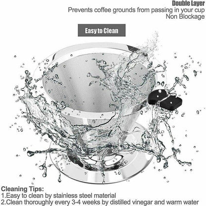 Coffee Tea Cup Drip Filter Mesh Holder Reusable Stainless Steel Pour Over Funnel V528-304COFFEEFILTER-12172