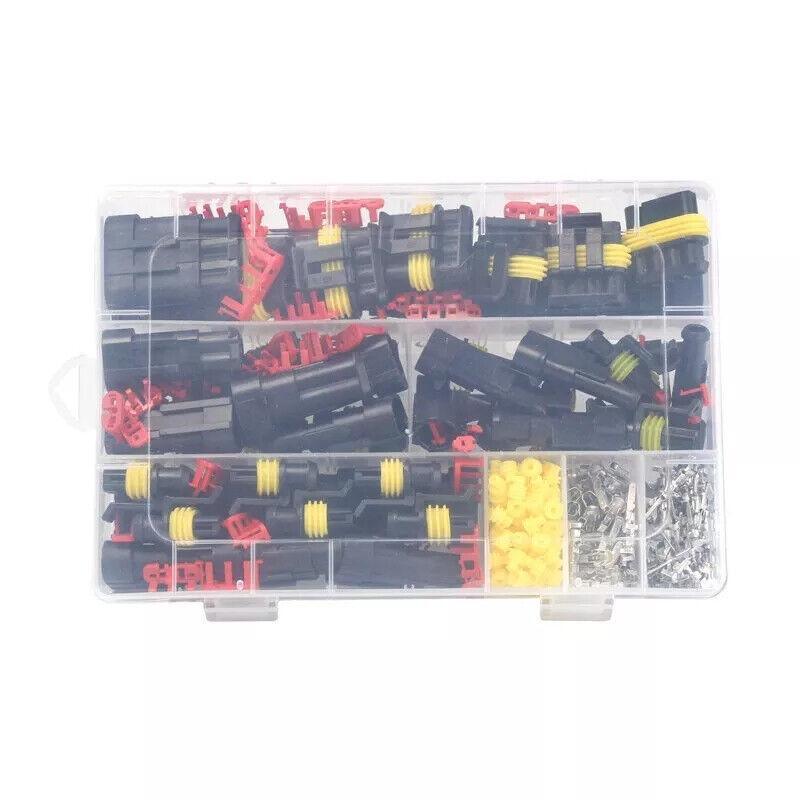 352PCS 12V Waterproof Electrical Wire Connector Plug Terminal Kit 1/2/3/4 Pin V528-352PCSTERMINALKIT-542948