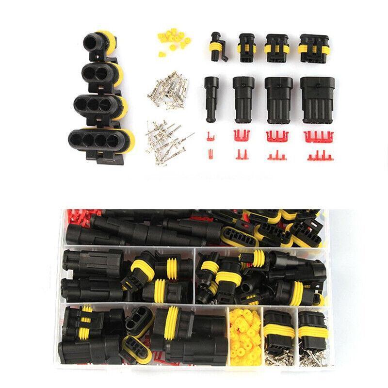 352PCS 12V Waterproof Electrical Wire Connector Plug Terminal Kit 1/2/3/4 Pin V528-352PCSTERMINALKIT-542948