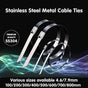 100x Stainless Steel Cable Ties SS304 Marine Grade Zip Strap Locking Wrap 100-800mm - 4.6*100mm V528-35821