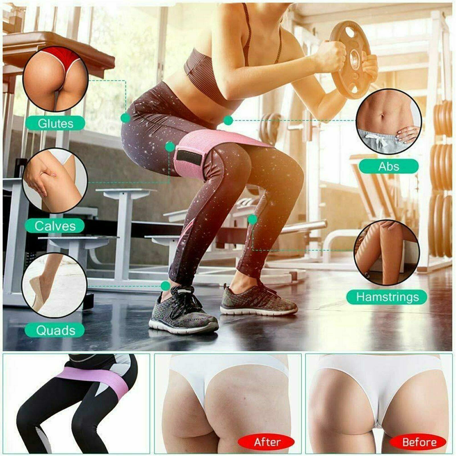 8x64CM Resistance Booty Bands Hip Circle Loop Bands Gym Home Exercise Women - Grey V528-3603368247