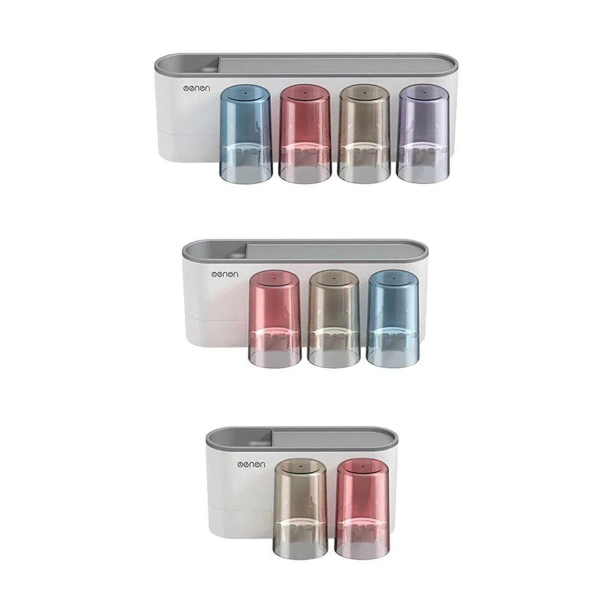 Bathroom Wall Mounted Toothbrush Holder Toothpaste Stand Storage Rack With Cup - Three Cups Set V528-3CUPS-TOOTHPASTEDISPENSER-493192