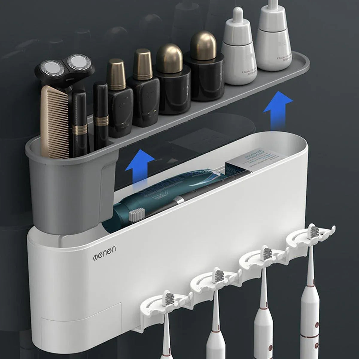 Bathroom Wall Mounted Toothbrush Holder Toothpaste Stand Storage Rack With Cup - Three Cups Set V528-3CUPS-TOOTHPASTEDISPENSER-493192