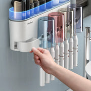 Bathroom Wall Mounted Toothbrush Holder Toothpaste Stand Storage Rack With Cup - Three Cups Set V528-3CUPS-TOOTHPASTEDISPENSER-493192
