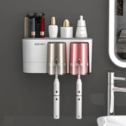 Bathroom Wall Mounted Toothbrush Holder Toothpaste Stand Storage Rack With Cup - Three Cups Set V528-3CUPS-TOOTHPASTEDISPENSER-493192