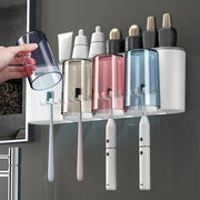 Bathroom Wall Mounted Toothbrush Holder Toothpaste Stand Storage Rack With Cup - Three Cups Set V528-3CUPS-TOOTHPASTEDISPENSER-493192