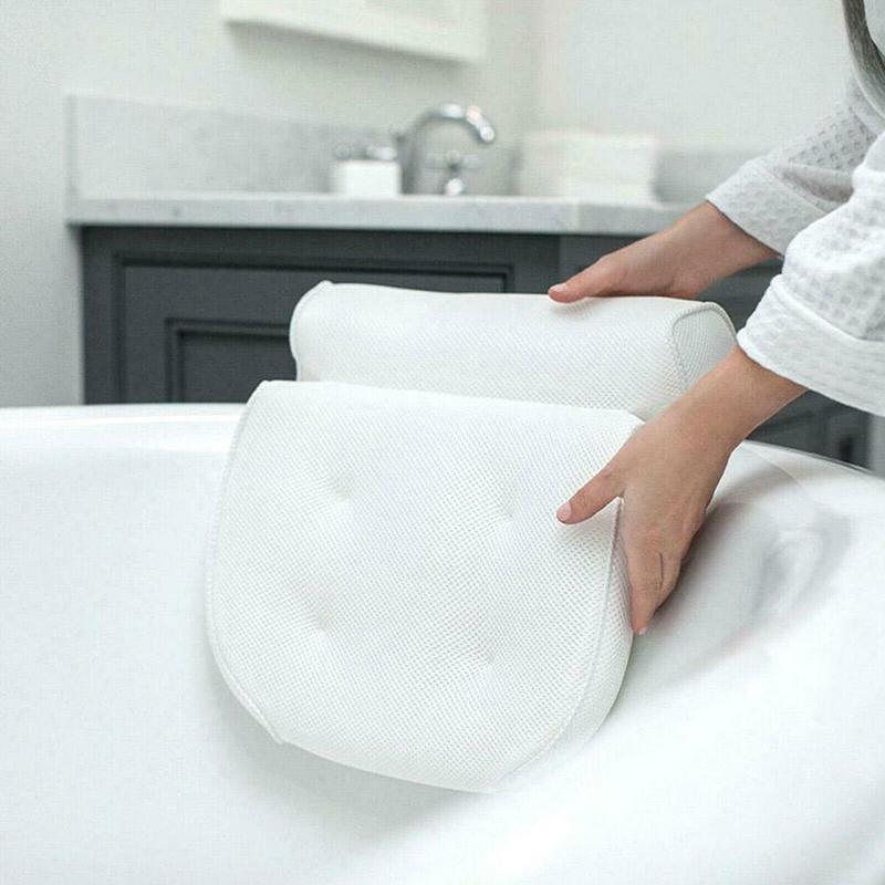 Home 3D Mesh Bath Pillow Back Neck Support Bathtub Spa Hot Tub Suction Cups New V528-3DBATHPILLOW-WHITE-816151