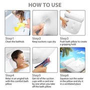 Home 3D Mesh Bath Pillow Back Neck Support Bathtub Spa Hot Tub Suction Cups New V528-3DBATHPILLOW-WHITE-816151