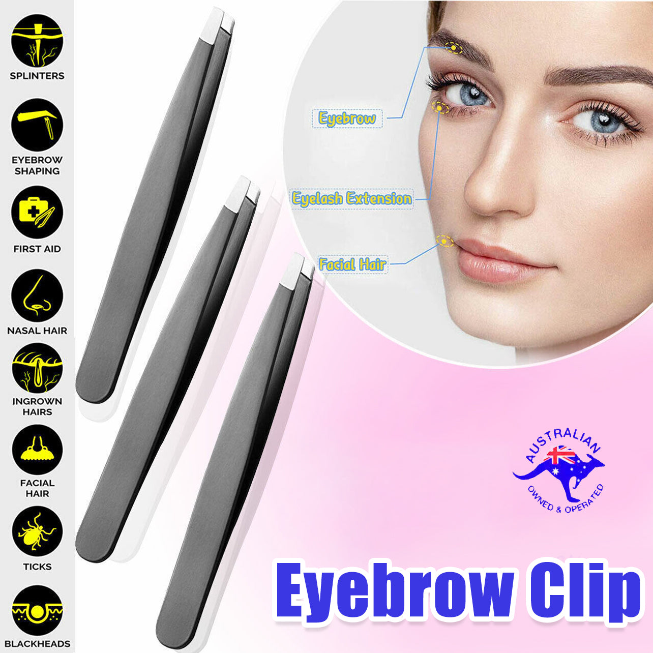 3PCS Stainless Steel Slanted Tip Eyebrow Set for Facial Hair and Beauty Care V528-3PCS-PROFESSIONAL-80813