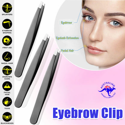 3PCS Stainless Steel Slanted Tip Eyebrow Set for Facial Hair and Beauty Care V528-3PCS-PROFESSIONAL-80813