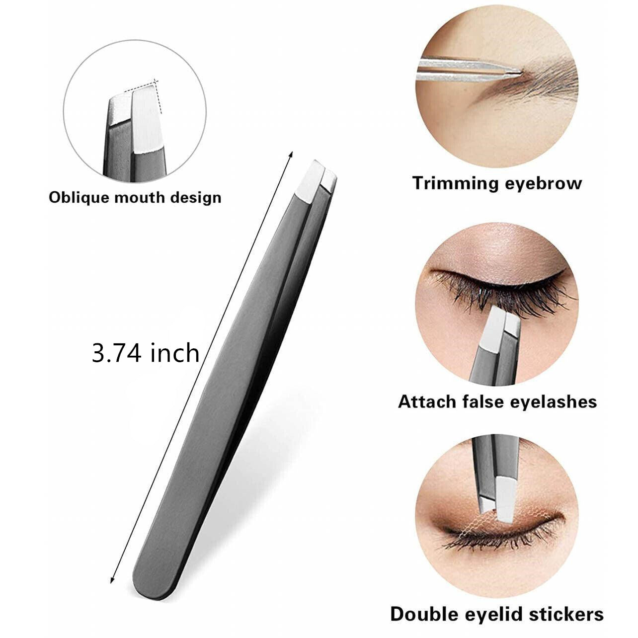 3PCS Stainless Steel Slanted Tip Eyebrow Set for Facial Hair and Beauty Care V528-3PCS-PROFESSIONAL-80813
