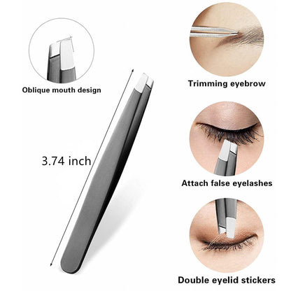 3PCS Stainless Steel Slanted Tip Eyebrow Set for Facial Hair and Beauty Care V528-3PCS-PROFESSIONAL-80813