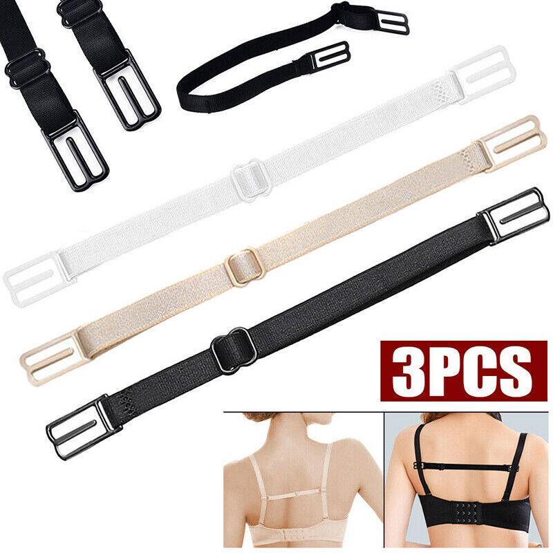 3Pcs Lady Nonslip Elastic Adjustable Band Bra Strap Holder Strap Racer Back Clip - White+Beige+Black V528-3PCSBANDBRA-3COLOURS-464714