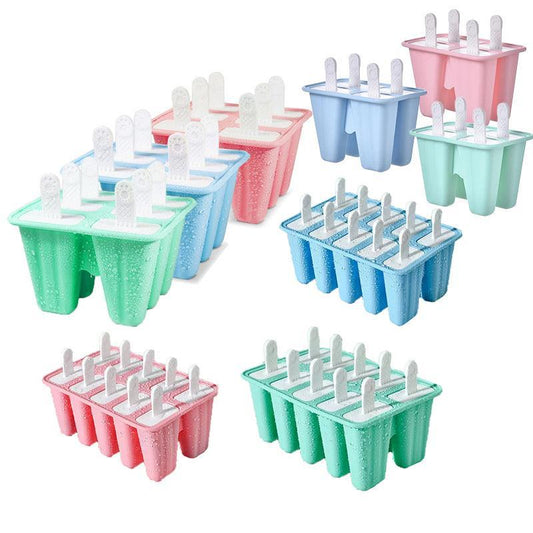 Silicone Ice Cream Mould Block Frozen Molds Icy Pole Jelly Popsicle - Blue-4Grid V528-4GRID-BLUE-991886