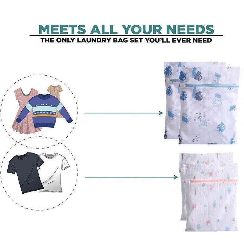 4Pcs Cute Delicates Wash Bag Laundry Lingerie Bra Washing Pack Set Clothes Case - Blue V528-4PCSWASHBAG-BLUE-186682