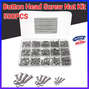 500x M3/M4/M5 Stainless Steel Hex Socket Button Head Bolts Screws Nuts Kit V528-500PCS-NUTSKIT-743126