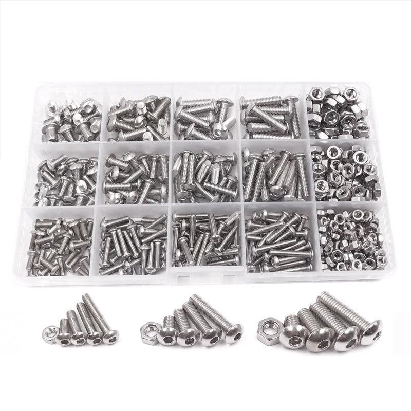 500x M3/M4/M5 Stainless Steel Hex Socket Button Head Bolts Screws Nuts Kit V528-500PCS-NUTSKIT-743126