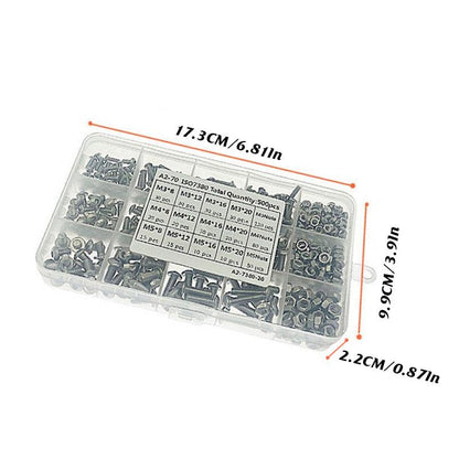 500x M3/M4/M5 Stainless Steel Hex Socket Button Head Bolts Screws Nuts Kit V528-500PCS-NUTSKIT-743126