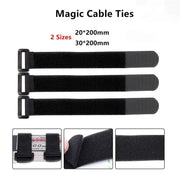 Magic Cable Ties Reusable Winder Coded Organiser Cords Hook Loop Black - 20*300mm  10PCS