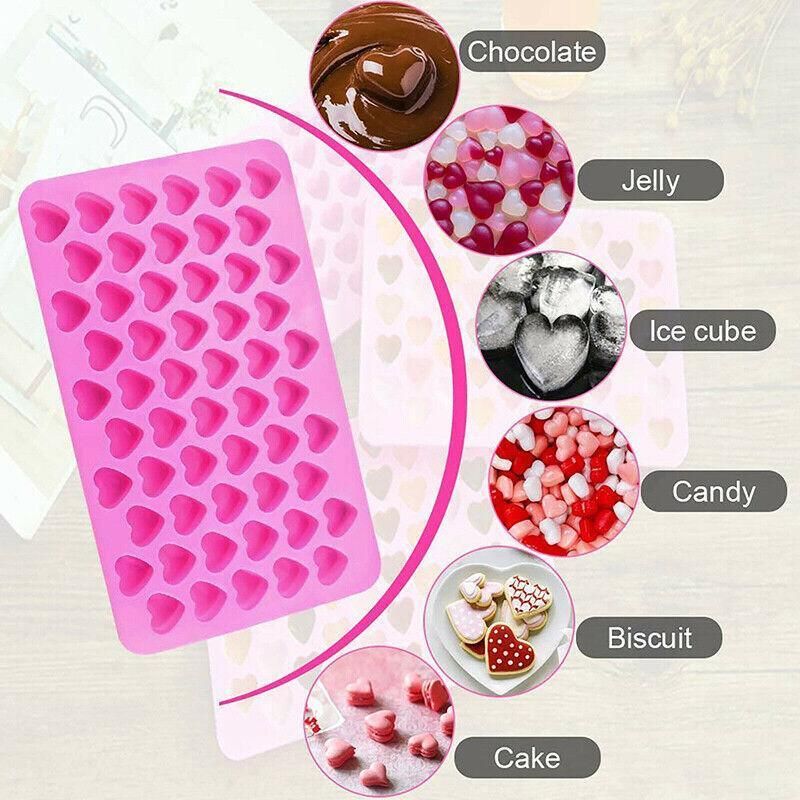 55 Love Heart Silicone Mould Chocolate Mold Candy Gummy Maker Ice Jelly Tray Au V528-55-MOULD-PINK-43526