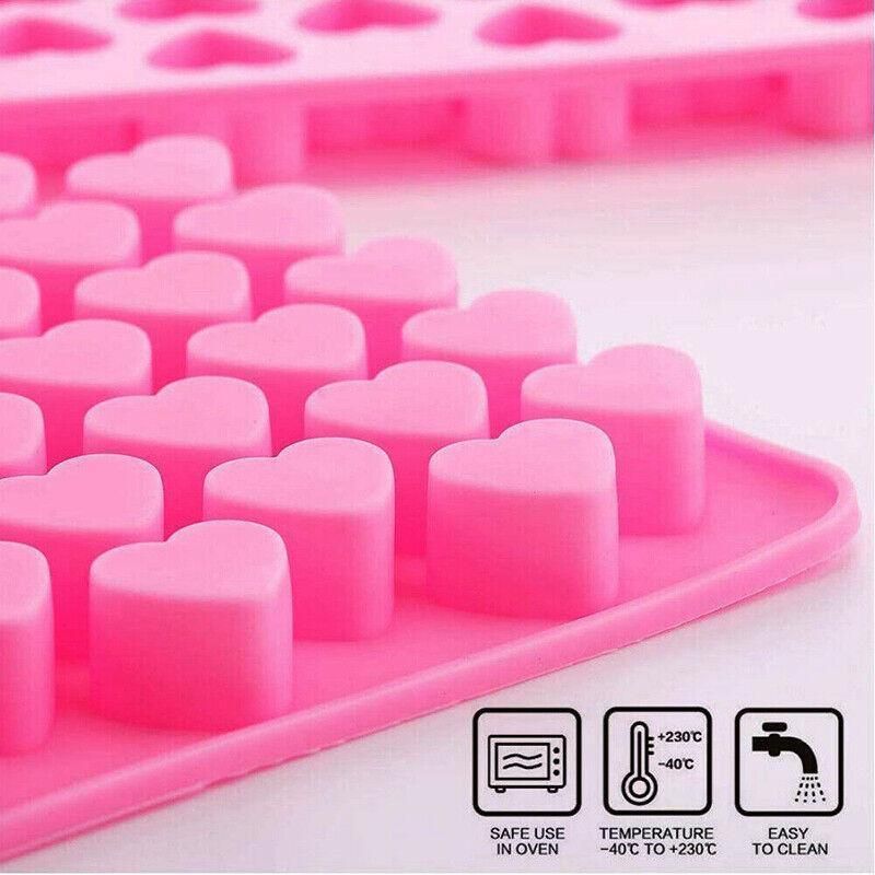 55 Love Heart Silicone Mould Chocolate Mold Candy Gummy Maker Ice Jelly Tray Au V528-55-MOULD-PINK-43526