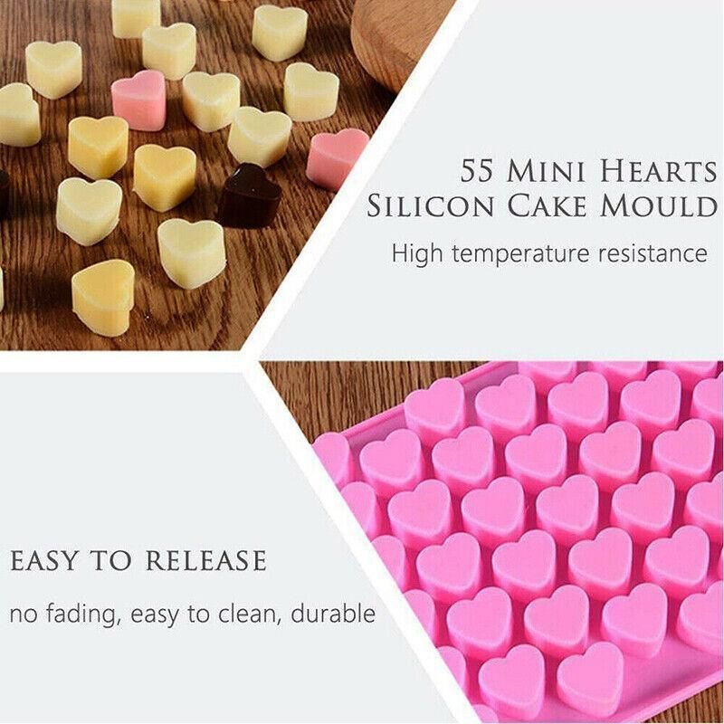 55 Love Heart Silicone Mould Chocolate Mold Candy Gummy Maker Ice Jelly Tray Au V528-55-MOULD-PINK-43526