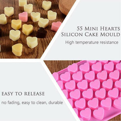 55 Love Heart Silicone Mould Chocolate Mold Candy Gummy Maker Ice Jelly Tray Au V528-55-MOULD-PINK-43526